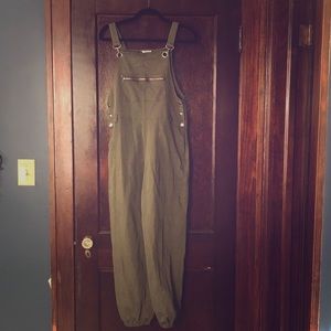 Green olive overalls